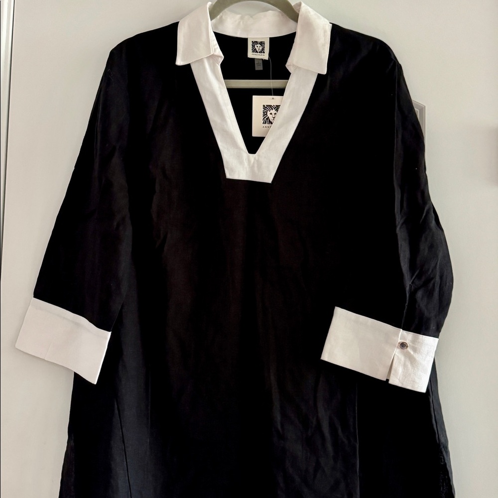 Anne Klein Black Linen Blouse NWT